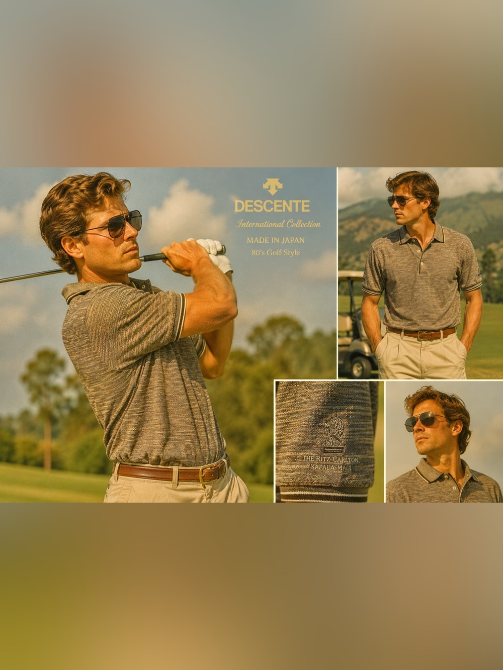 Descente Men’s Brown Heather Polo with Subtle Stripe Detail